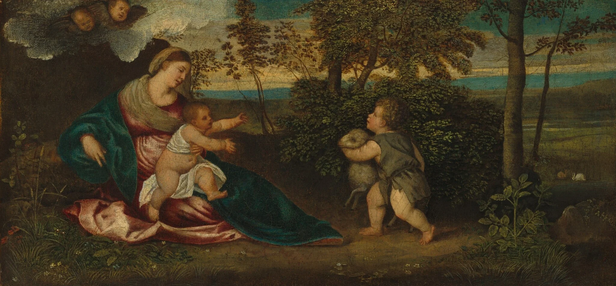 Madonna and Child and the Infant Saint John in a Landscape, detail