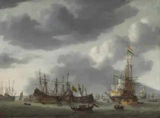 Amsterdam Harbor Scene, by Nooms, called Zeeman, Reinier, oil, 1654