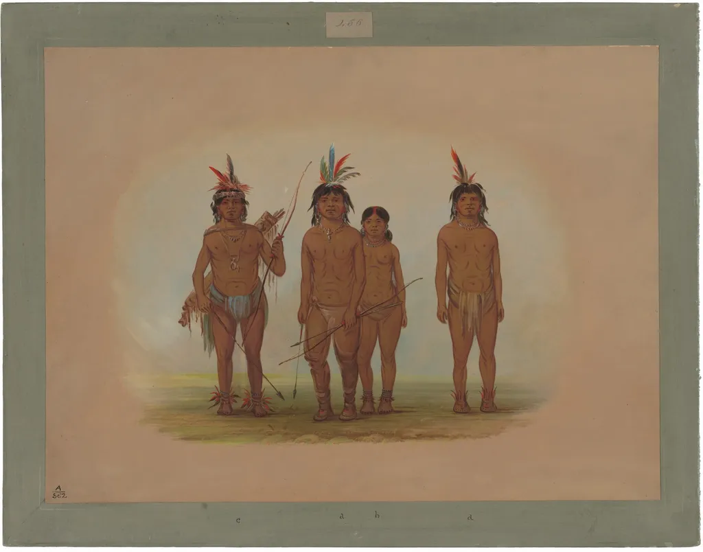 Four Macouchi Indians, by George Catlin, oil, 1862