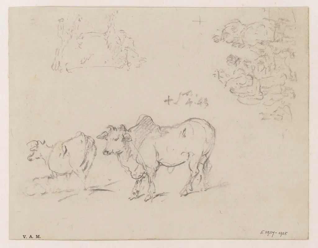 Cattle, and a group of figures, by George Chinnery, 2