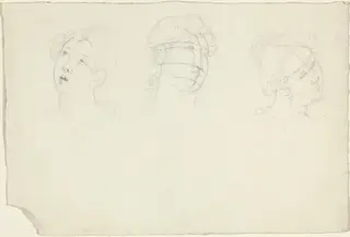 Head of Mary Magdalen and Two Saints (?), by John Flaxman, graphite, 1790