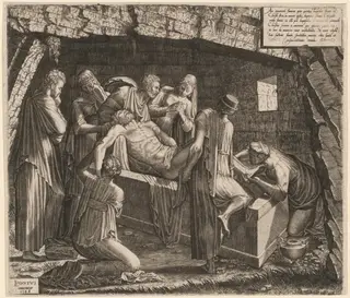 The Entombment, by Lambert Suavius, ink, 1548