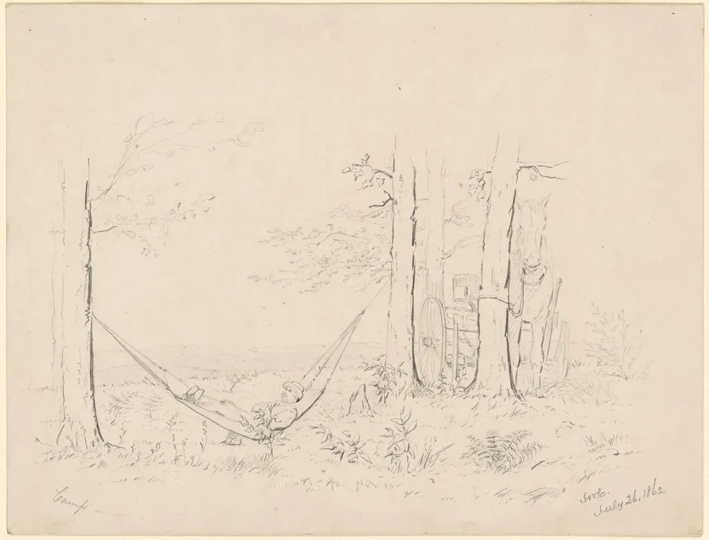 Camp, by James Wells Champney, graphite, 1862