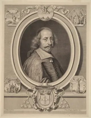 Cardinal Jules Mazarin, by Peter Ludwig van Schuppen, ink, 1661