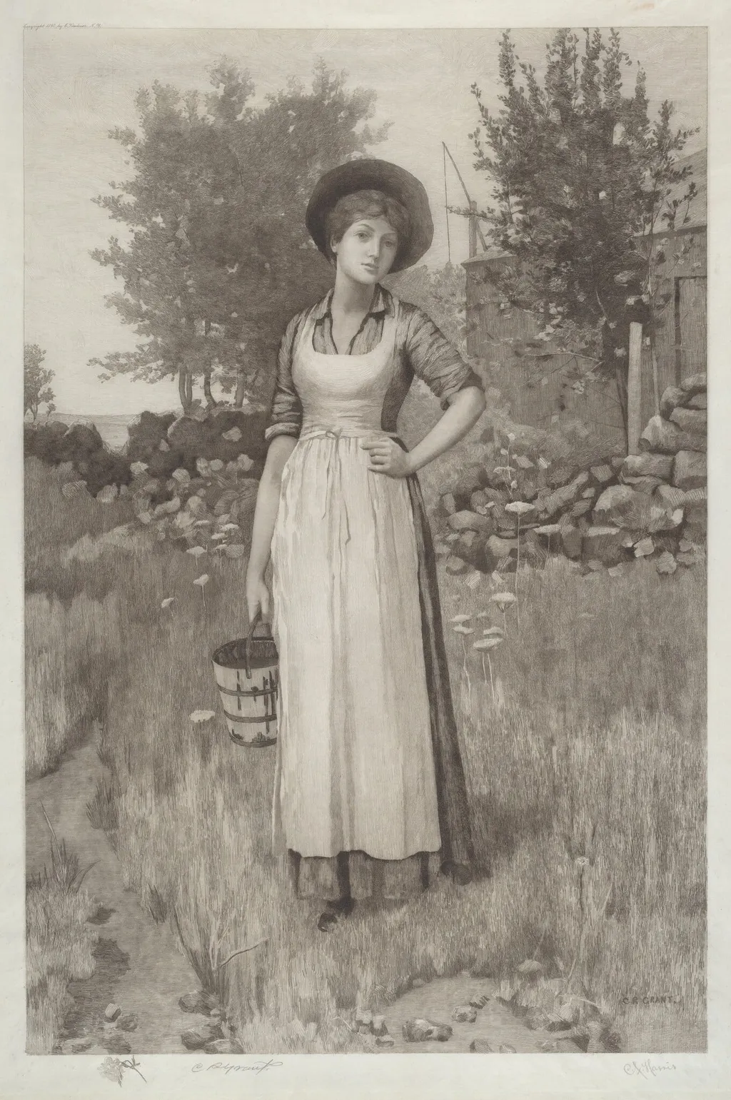 Untitled (Farmer's Daughter), by Charles X. Harris, ink, 1890