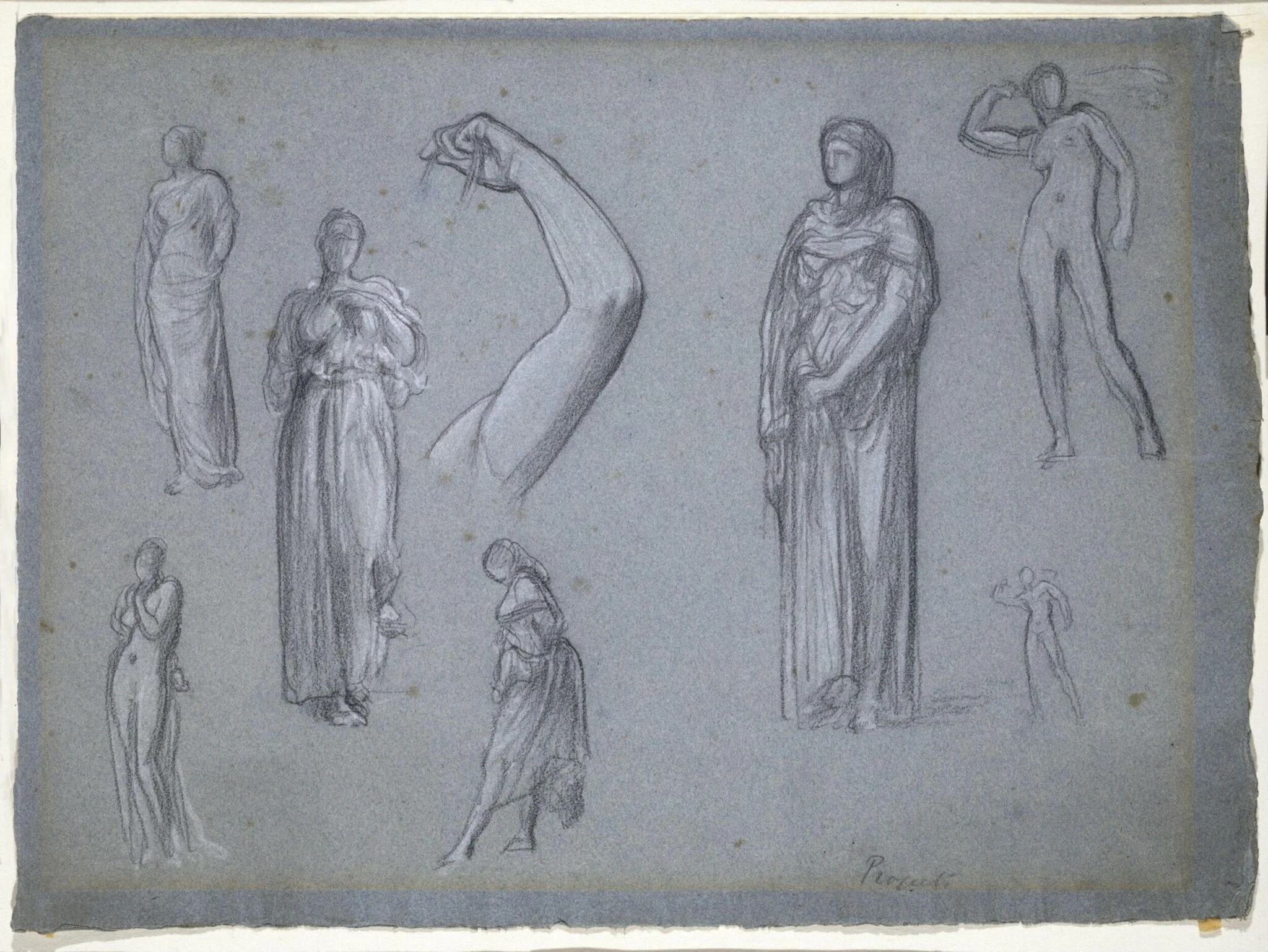 Studies of Seven Figures and a Left Arm, detail