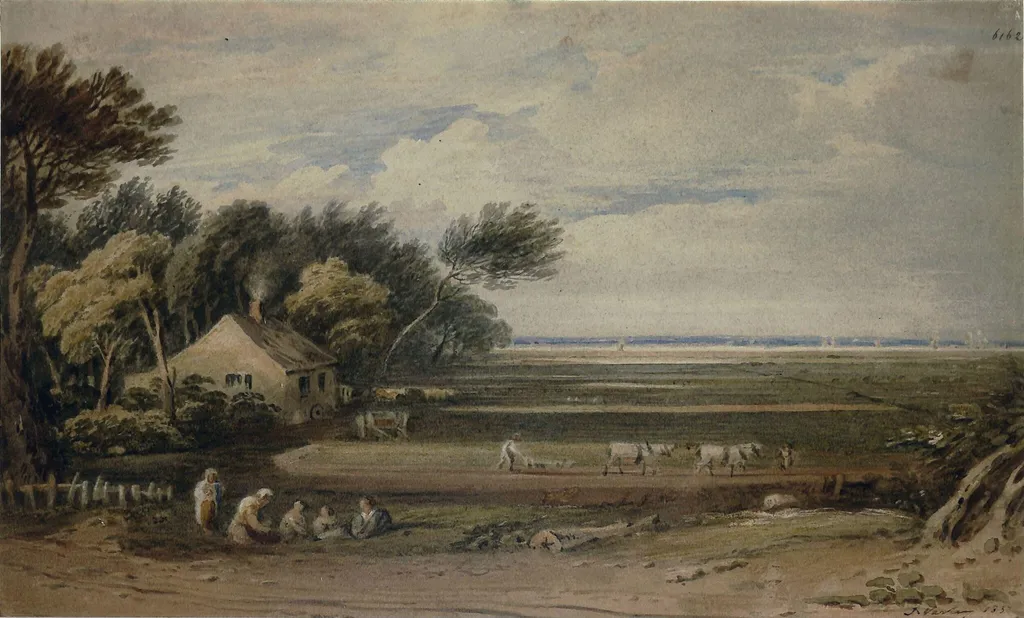 View near Woolwich, by John Varley, watercolor, 1837