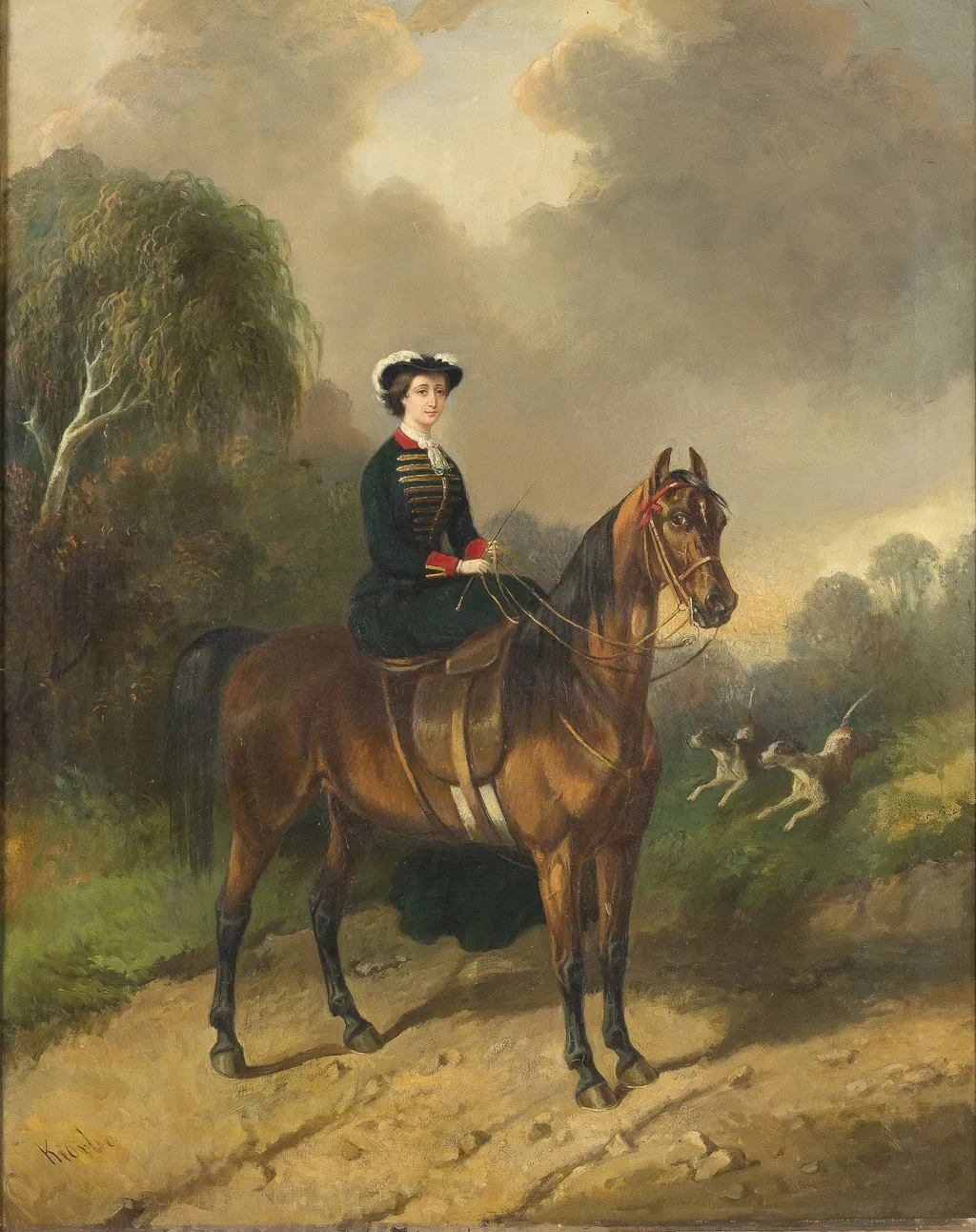 Empress Eugenie on Horseback, by Carl Fredrik Kiörboe, oil, 1864