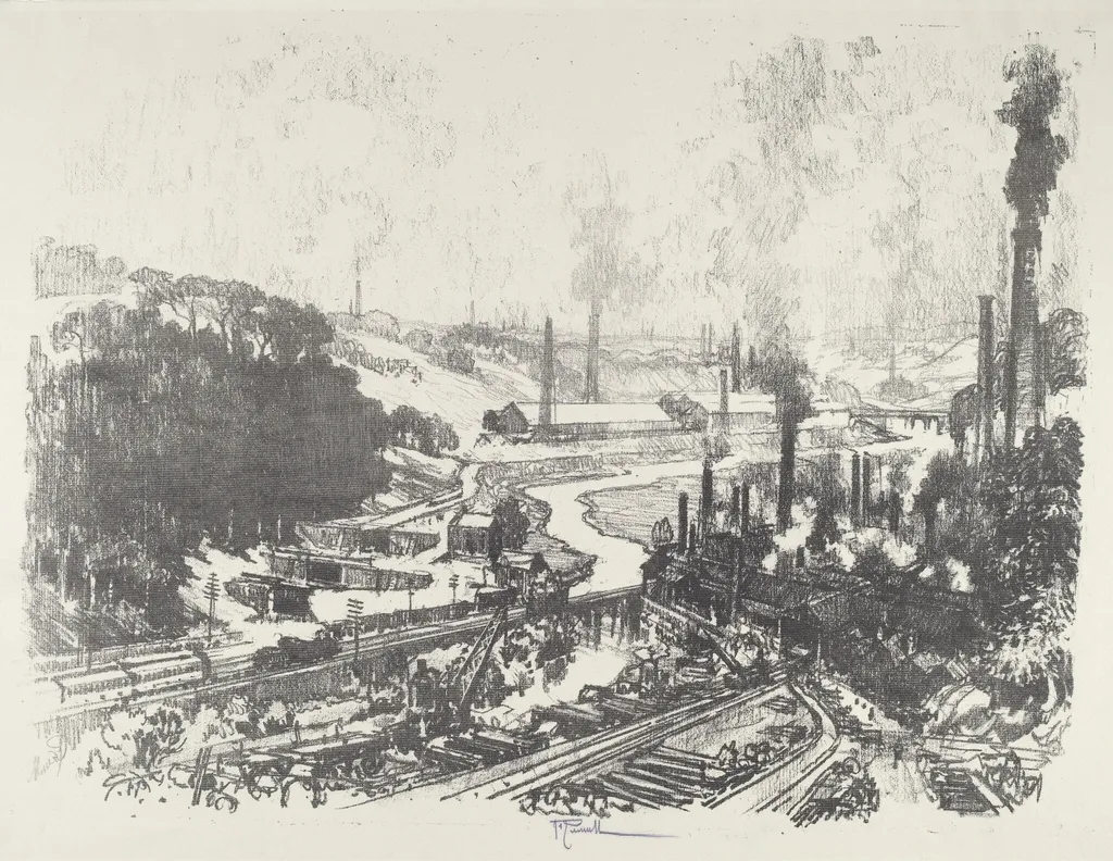 Munition Works, by Joseph Pennell, ink, 1916