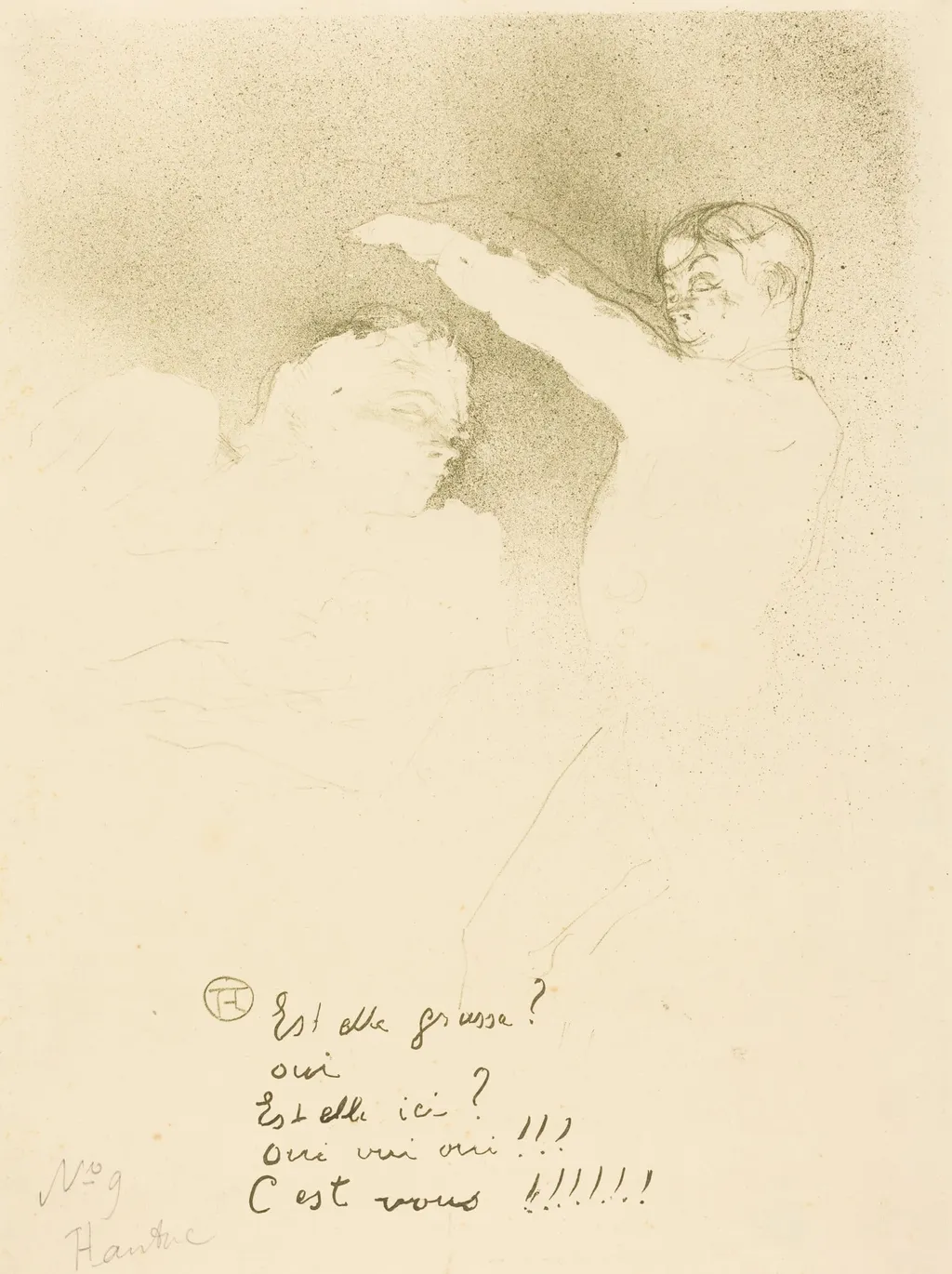 At the Varieties: Mlle. Lender et Brasseur (Aux variétiés: Mlle. Lender et Brasseur), by Henri de Toulouse-Lautrec, ink, 1893