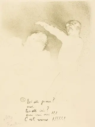 At the Varieties: Mlle. Lender et Brasseur (Aux variétiés: Mlle. Lender et Brasseur), by Henri de Toulouse-Lautrec, ink, 1893