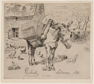 L'Anesse Marie-Jeanne, by Félix-Hilaire Buhot, ink, 1872