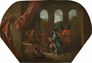 Singerie: The Painter, by Christophe Huet, oil, 1739