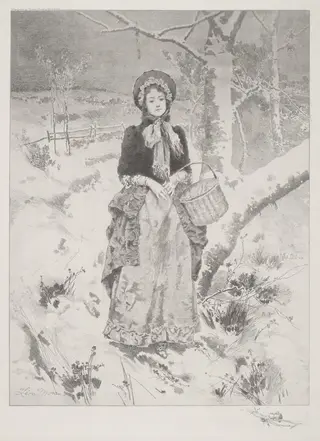 Girl in Peasant Costume, by Leon Moran, ink, 1888