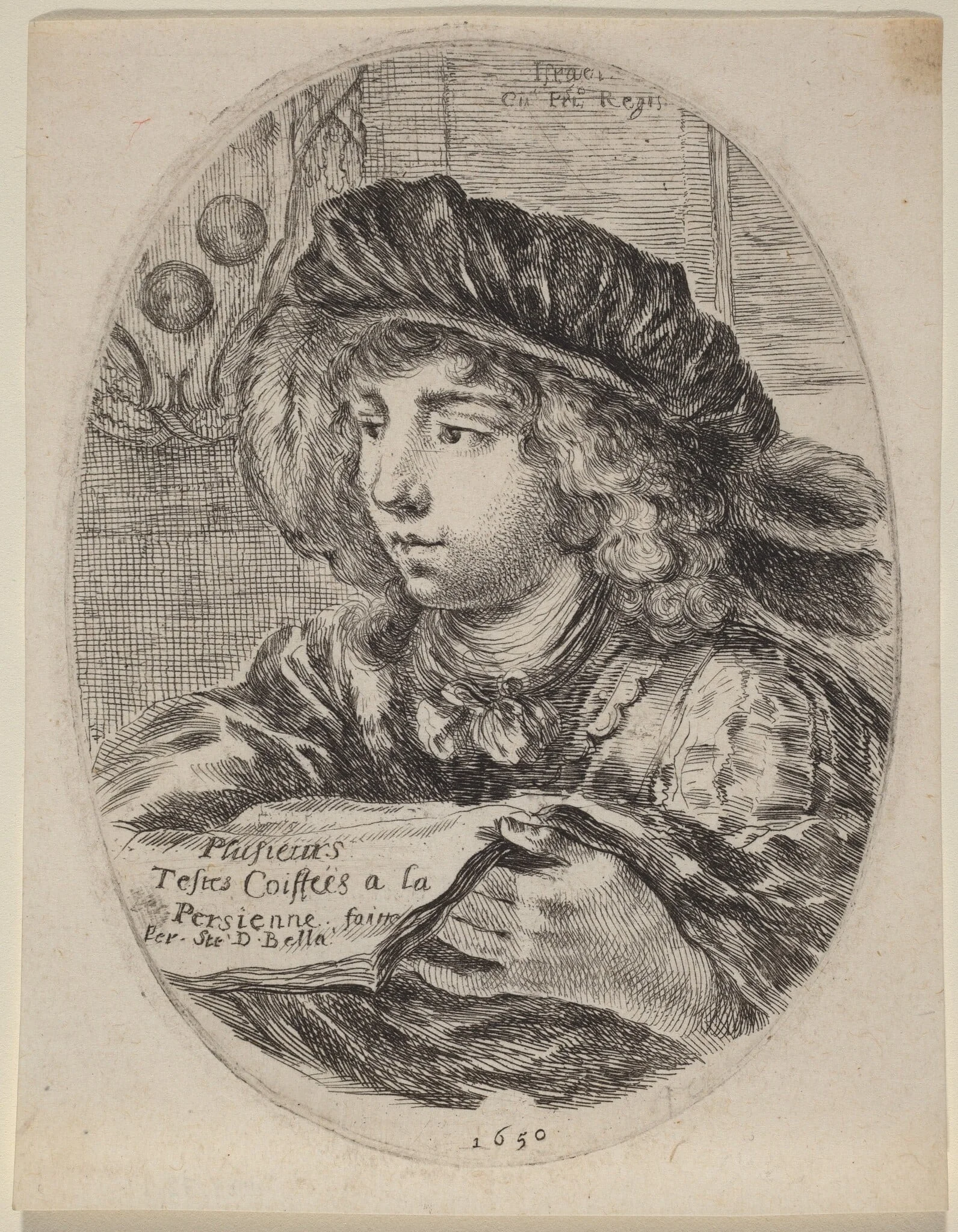Title Page for "Plusieurs Testes Coiffées a la Persienne", detail