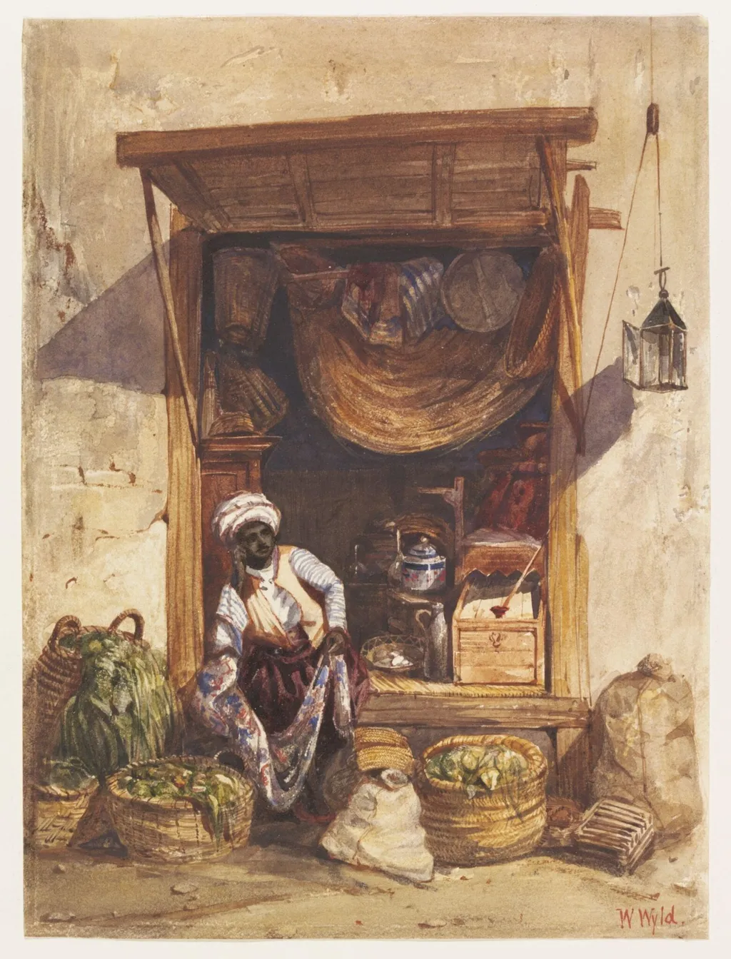 Marchand de Legumes à Alger, by William RI Wyld, watercolor, 1833