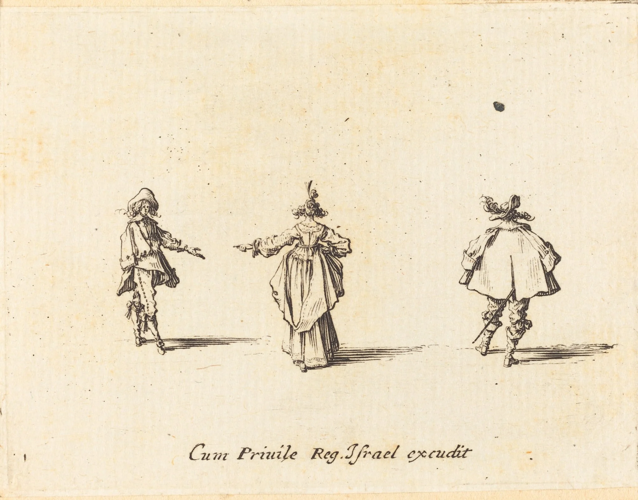 Lady with Outstretched Arm, Seen from Behind, and Two Gentlemen, detail