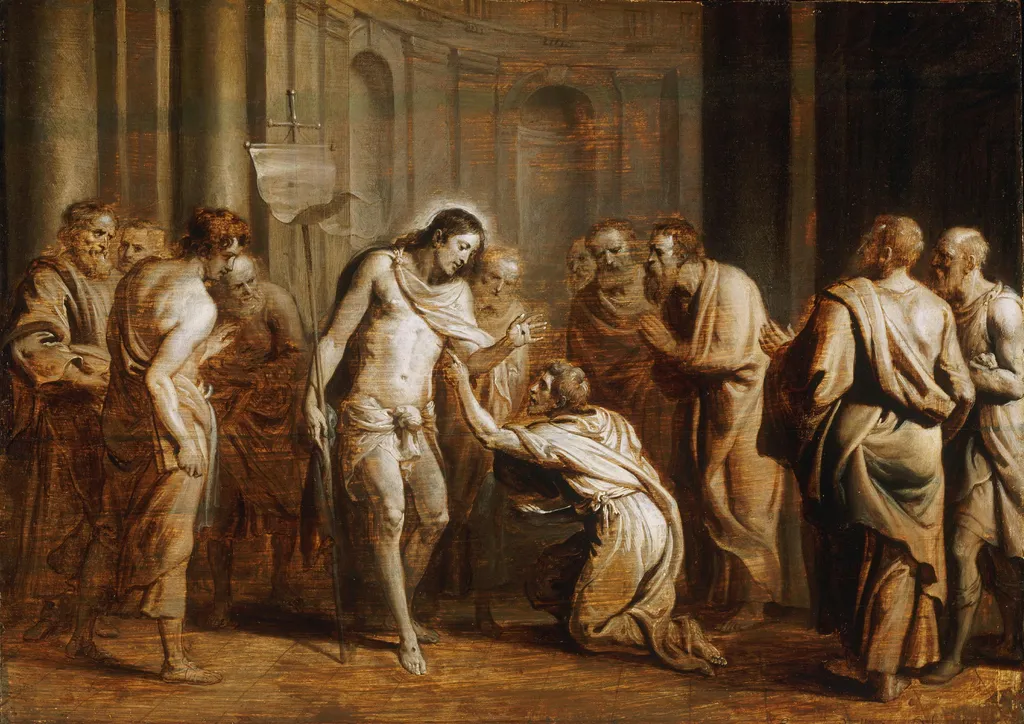 Saint Thomas Touching Christ's Wounds, by Erasmus Quellinus II, oil, 1644