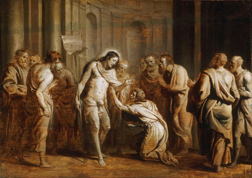 Saint Thomas Touching Christ's Wounds, by Erasmus Quellinus II, oil, 1644