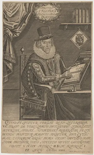 Francis Bacon, by William Marshall, ink, 1640