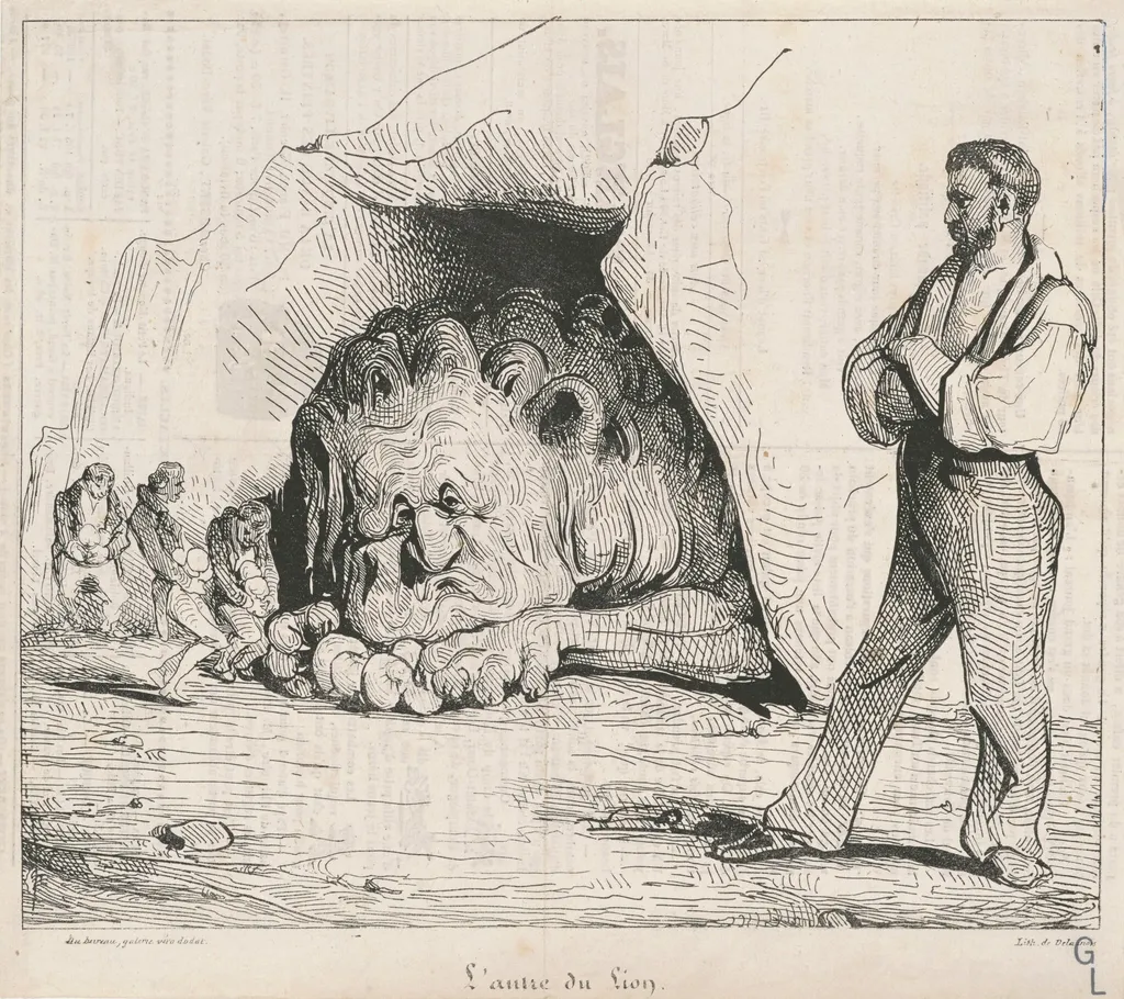 L'antre du lion, by Honoré Daumier, ink, 1834