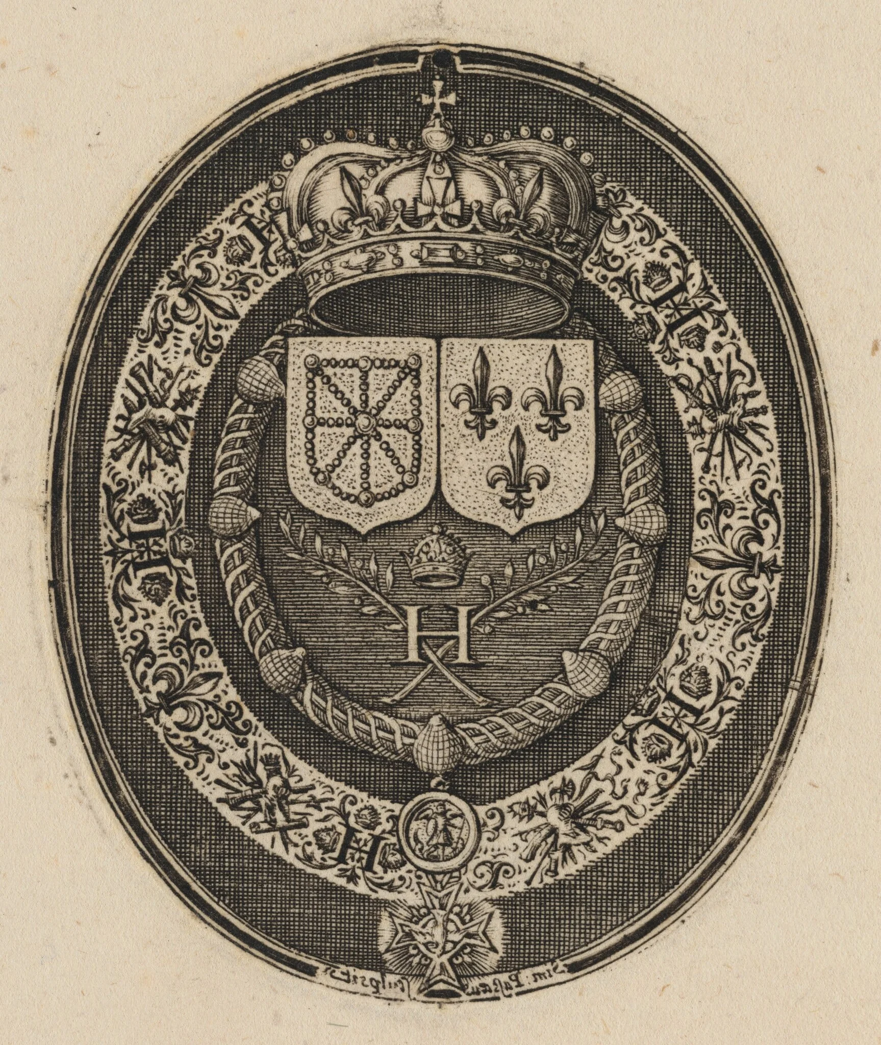 Shields of Henry IV and Maria de Medici [left half], detail
