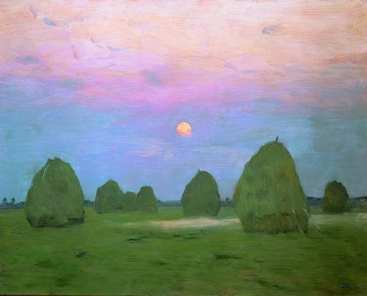 Dusk. Haystacks, detail
