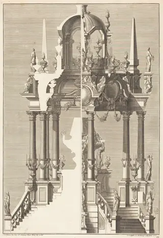 Catafalque, by Johann Andreas Pfeffel I, ink, 1740