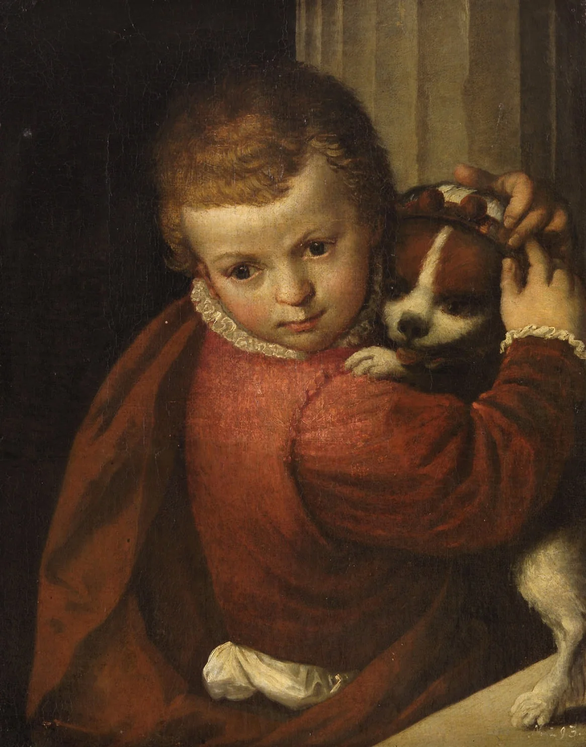 Knabe mit Hund, detail