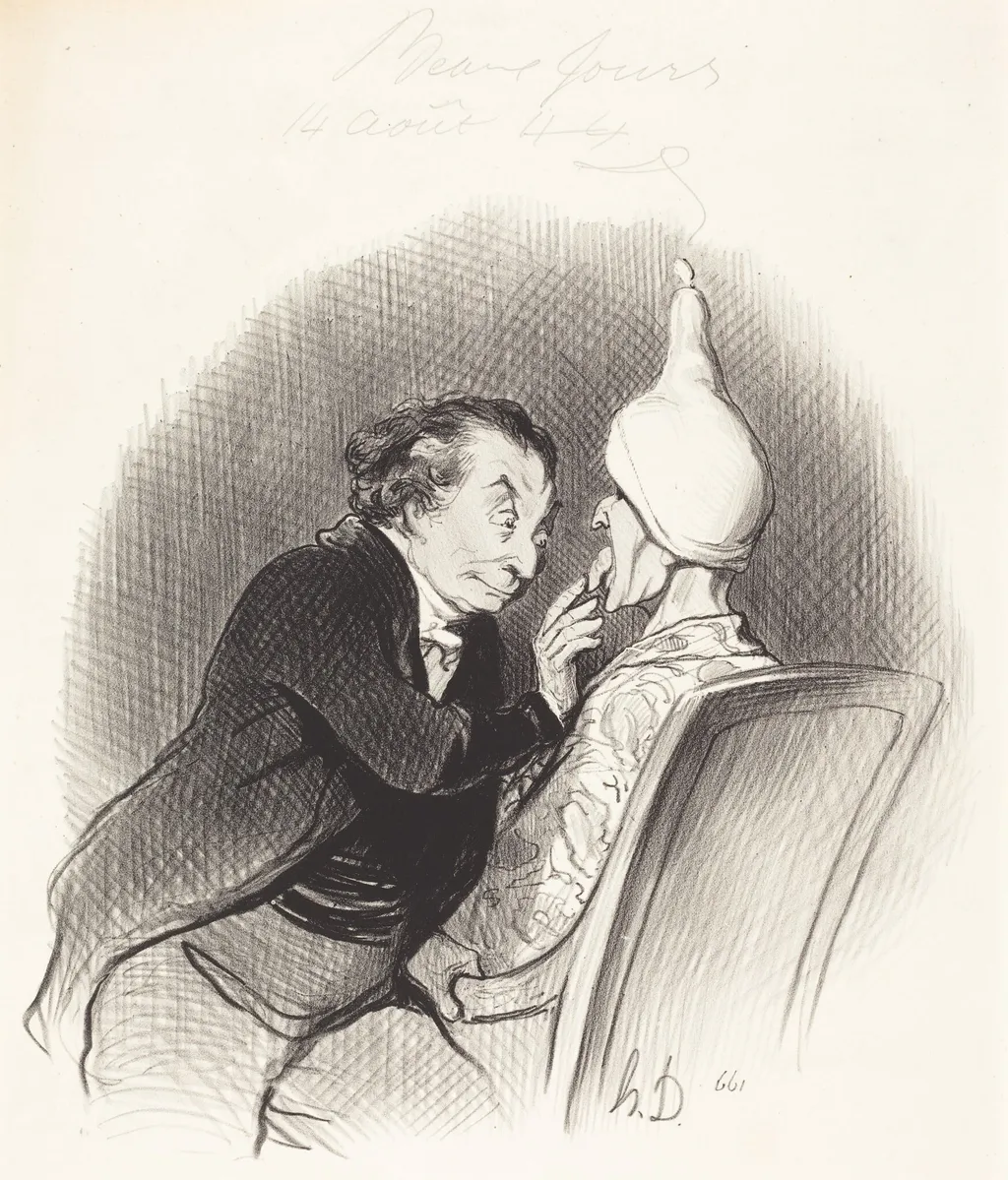 Une Heureuse trouvaille, by Honoré Daumier, ink, 1844