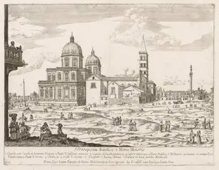 Santa Maria Maggiore from "Prospectus Locurum Urbis Romae Insign[ium]", by Lievin Cruyl, 1666