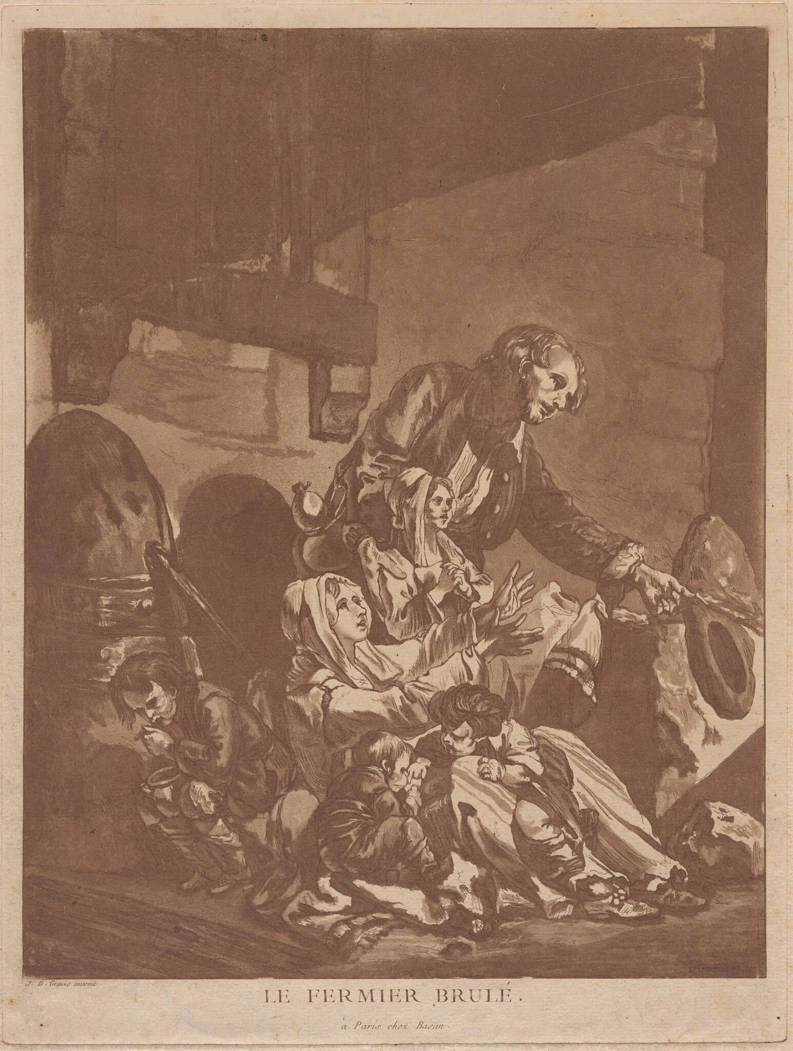 Le Fermier brulé (A Burnt-Out Farmer, Begging with his Family), detail