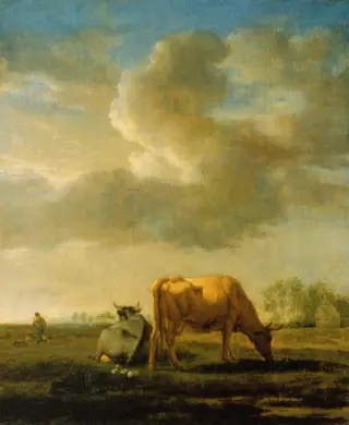 Cows at Pasture, by Adriaen van de Velde, oil, 1658