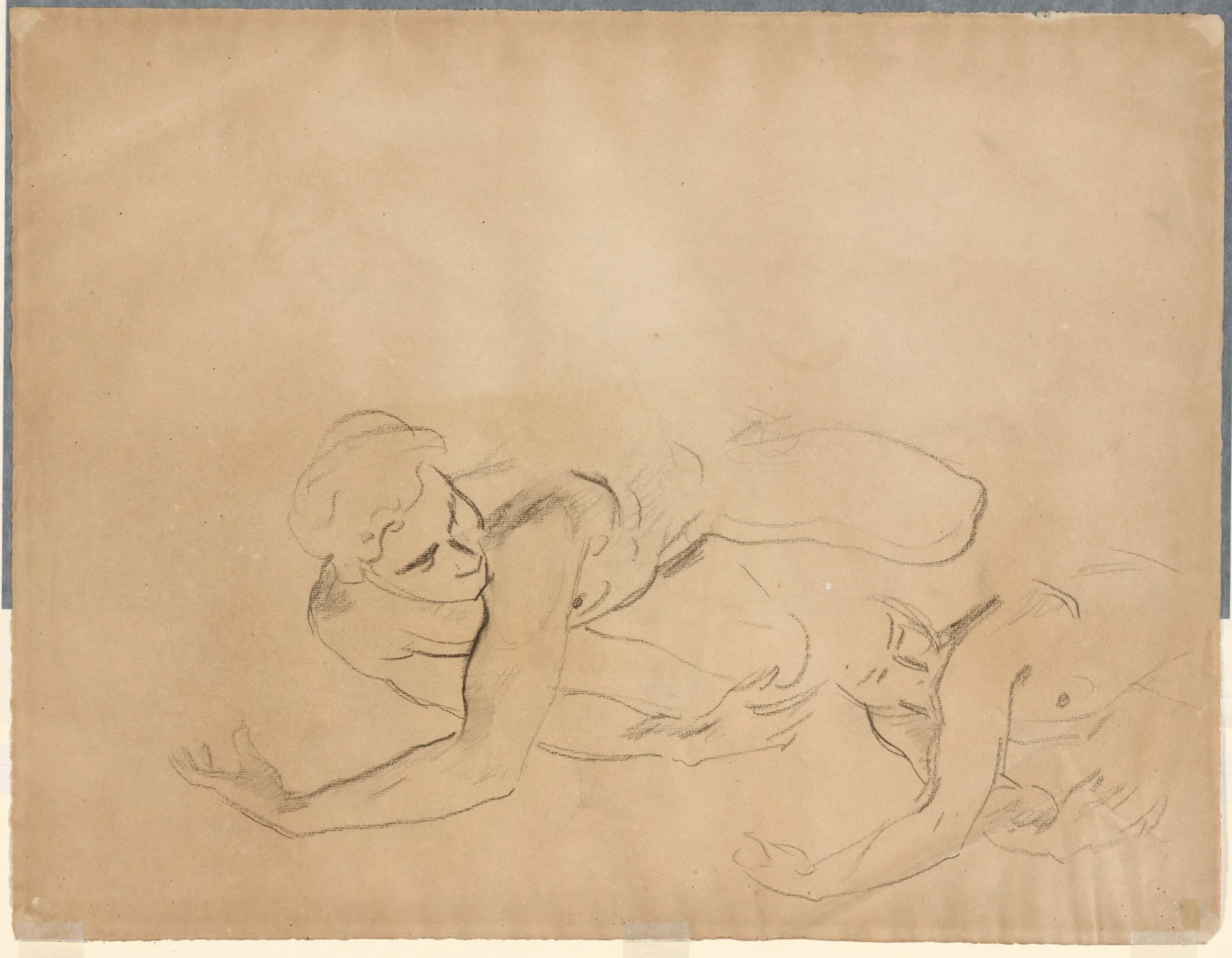 Studies of a Male Nude (verso), detail