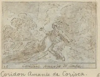 Coridone, Lover of Corisca, by Johann Wilhelm Baur, ink, 1640
