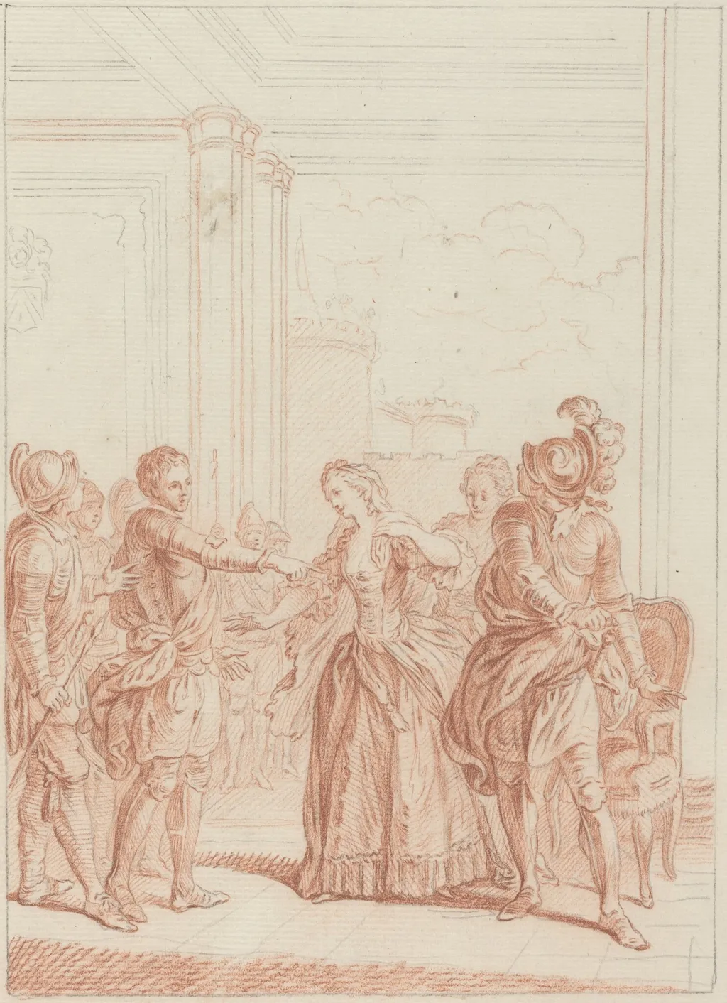 Je suis vengé de toi: l'on te hait, et l'on m'aime, by Hubert François Gravelot, graphite, 1736