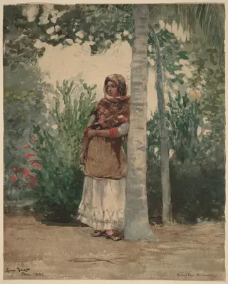 Under a Palm Tree, by Winslow Homer, watercolor, 1886