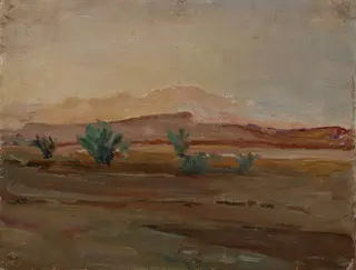 Sahara (Desert after a Rain), by Jan Ciągliński, oil, 1909