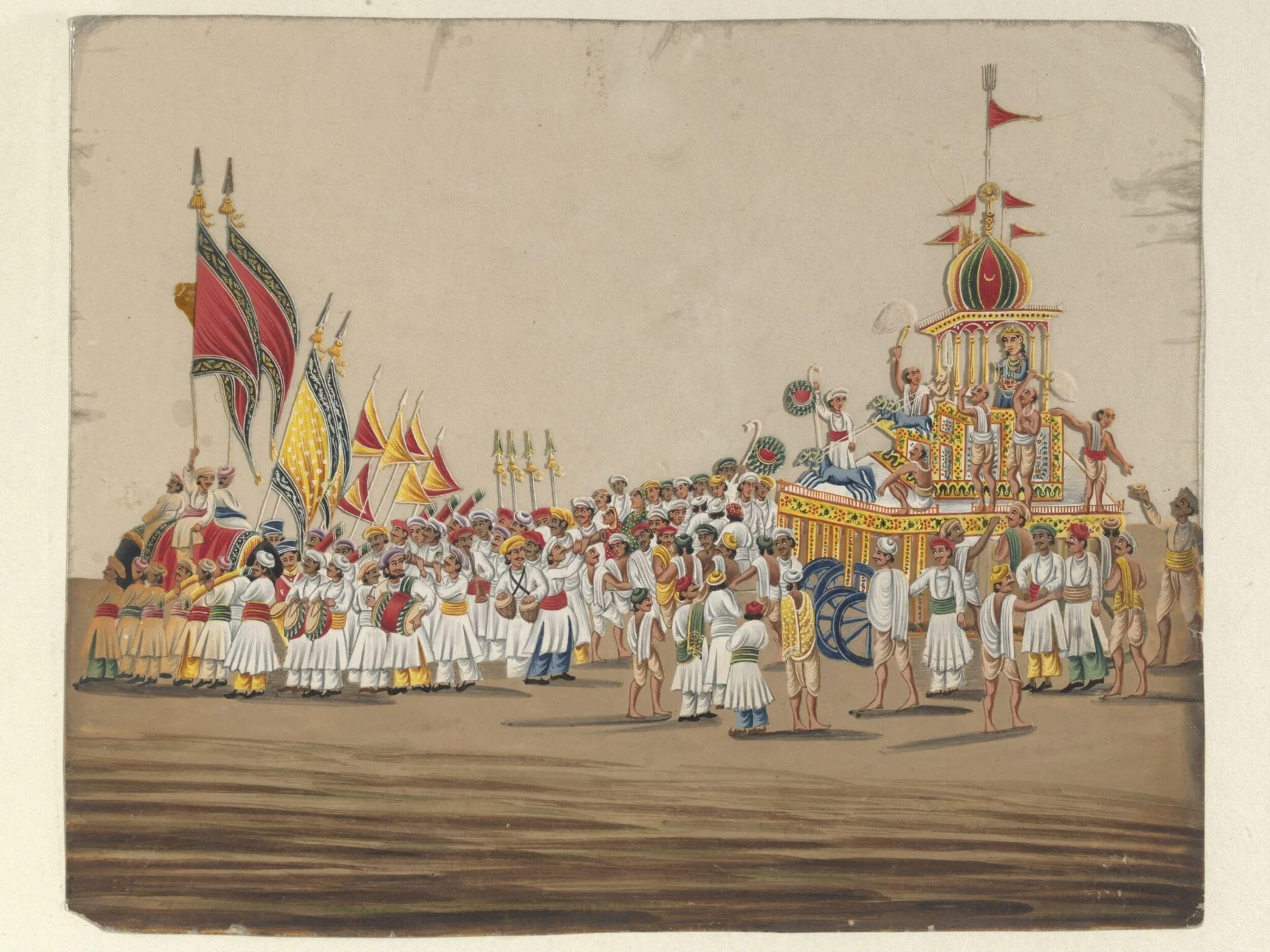 One of two drawings depicting procession scenes in Patna., detail