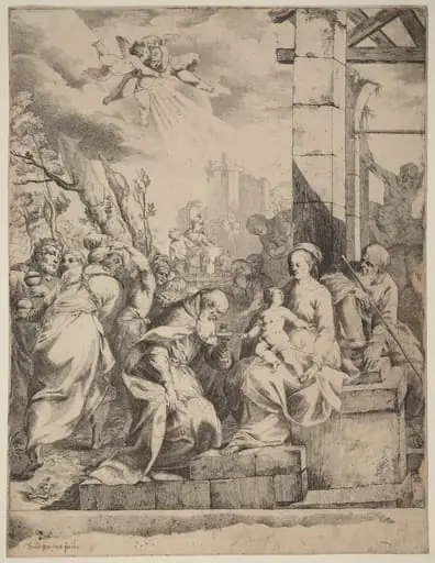 The Adoration of the Magi, by Giovanni David, graphite, 1766