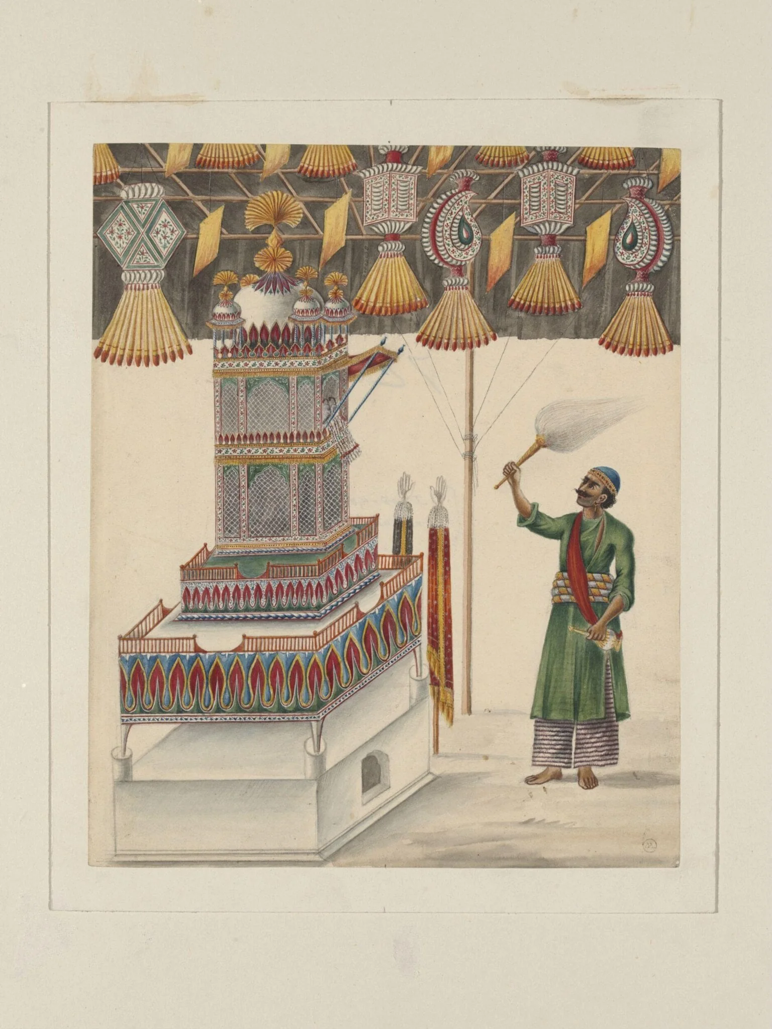 One of two drawings of Muharram scenes, detail