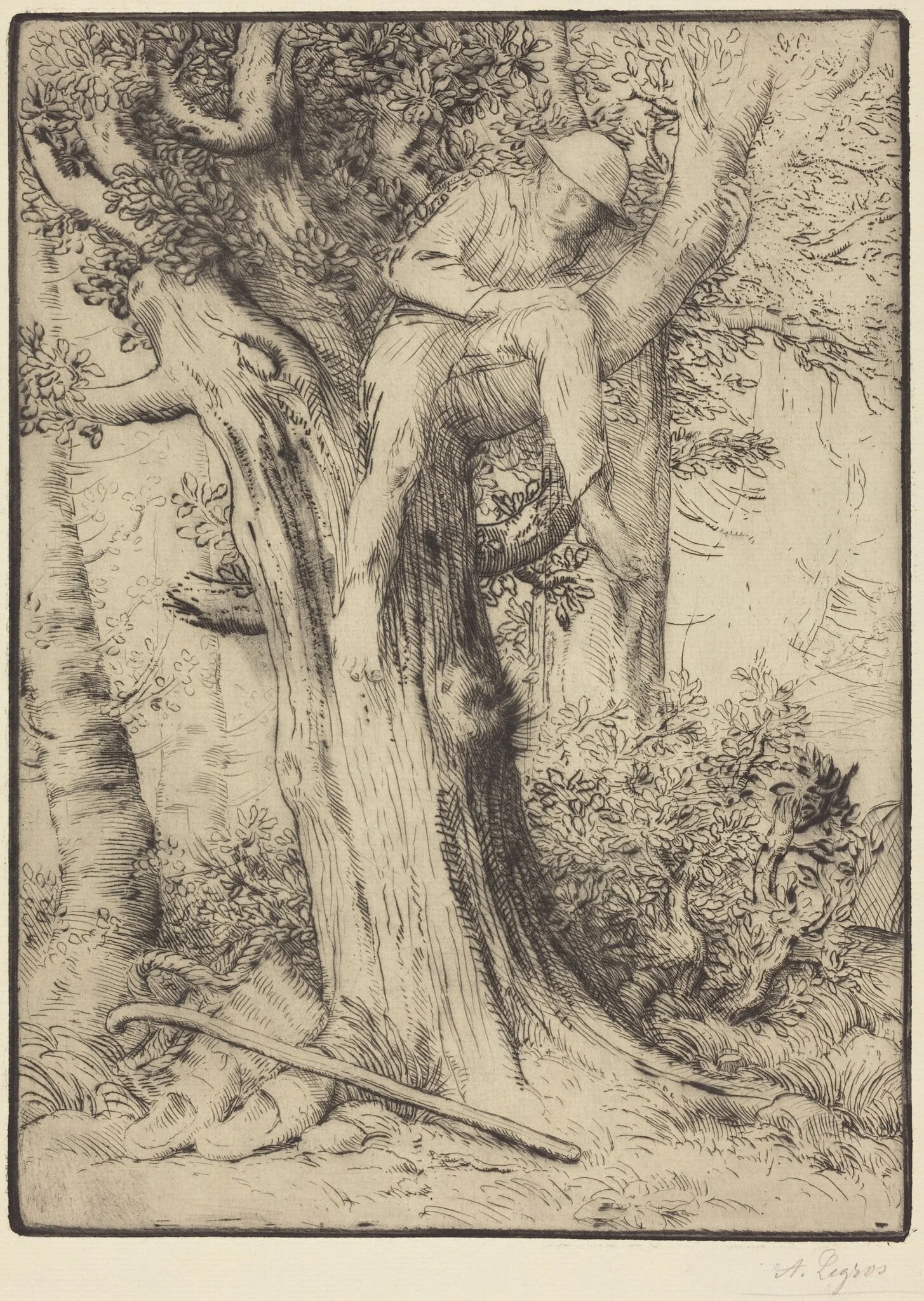 Landscape with a Boy in a Tree (Paysage avec un garcon grimpe sur un arbre, dite "Le denicheur d'oiseaux"), detail