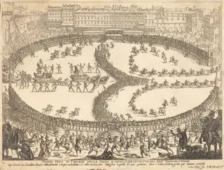 View of the Festival, by Jacques Callot, ink, 1616