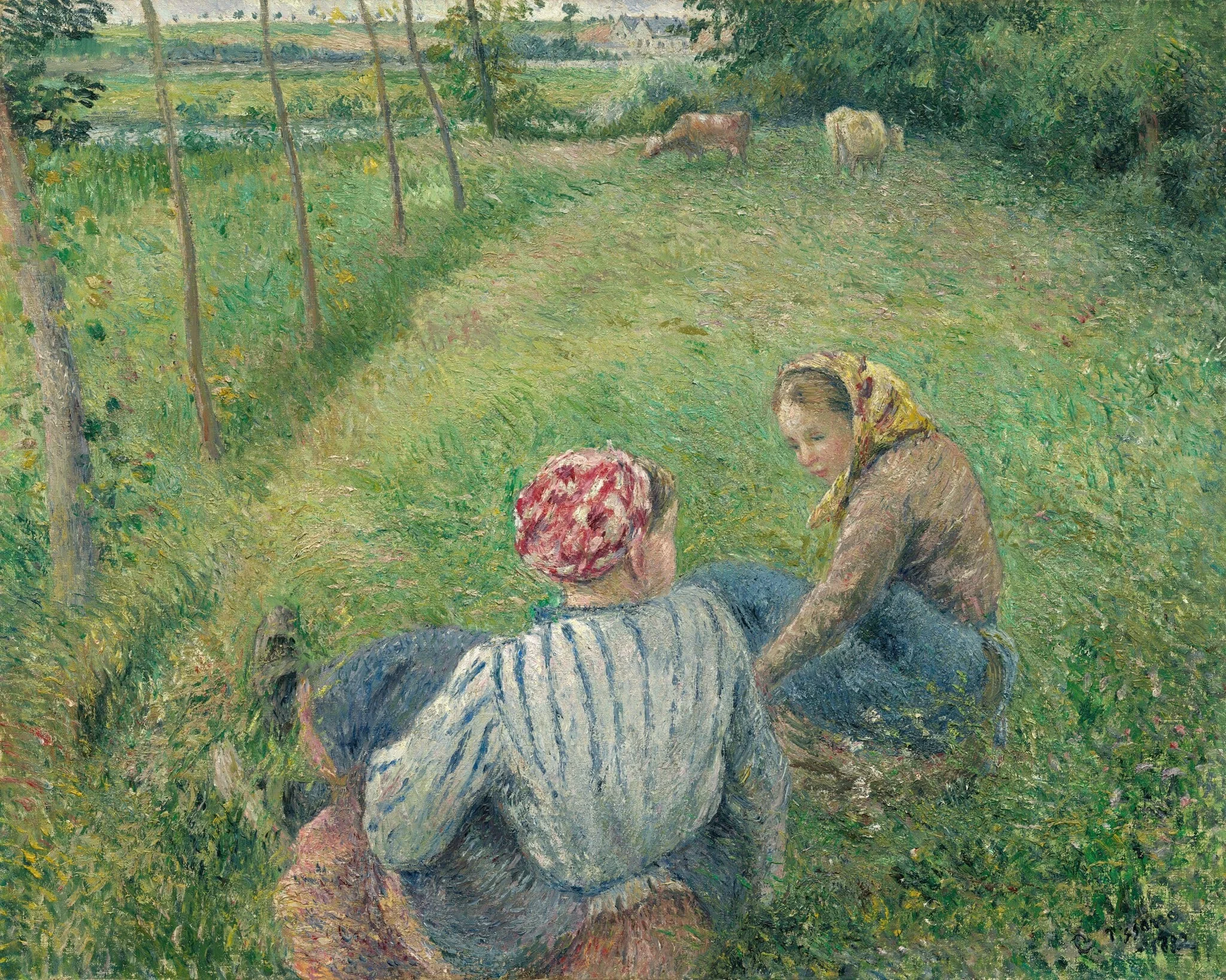 Young Peasant Girls Resting in the Fields near Pontoise, detail