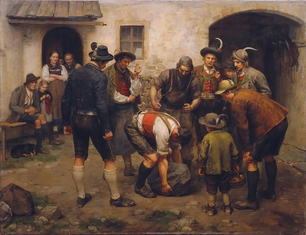 The Strength Test, by Franz Defregger, oil, 1900