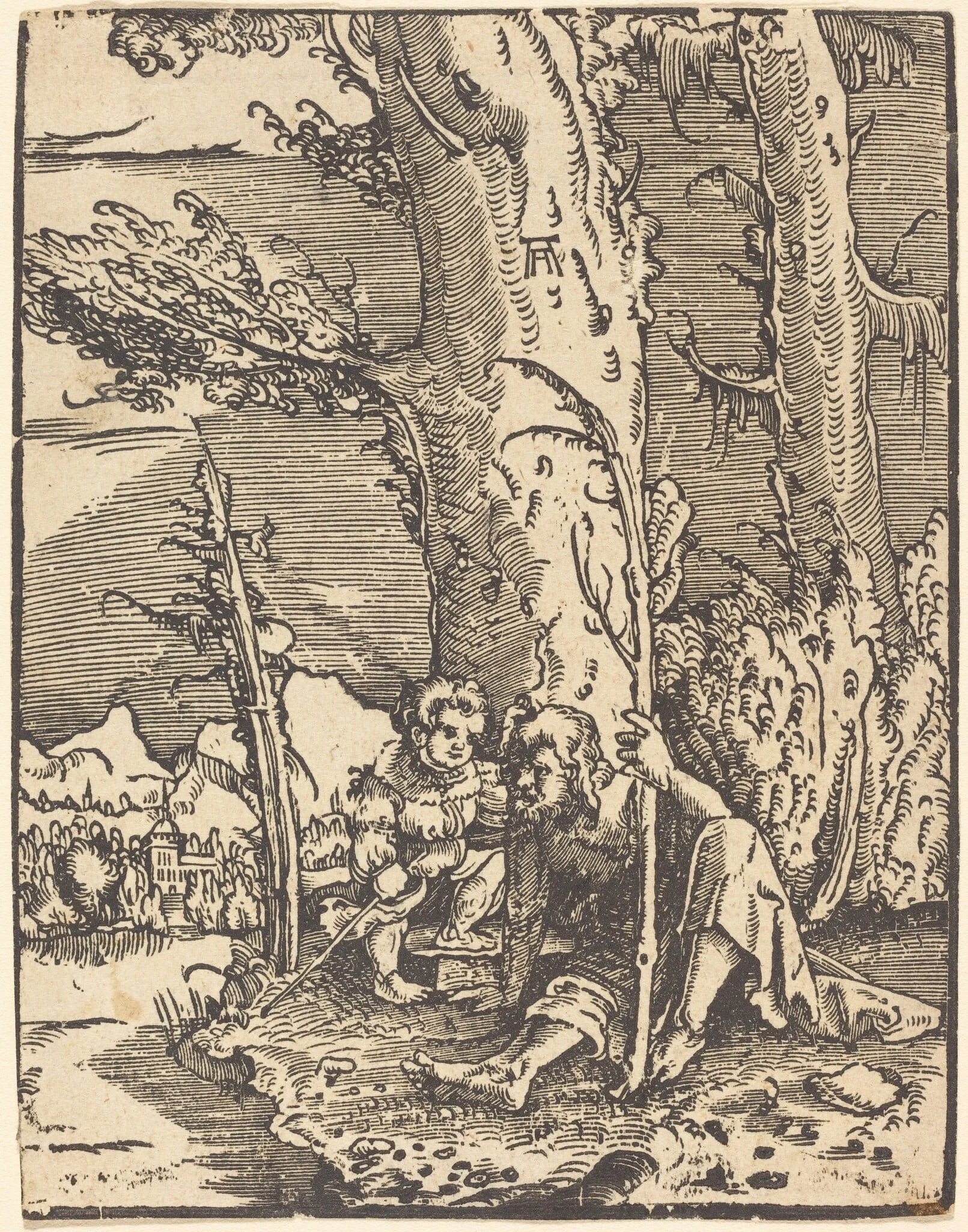 Saint Christopher Seated by a River Bank, detail