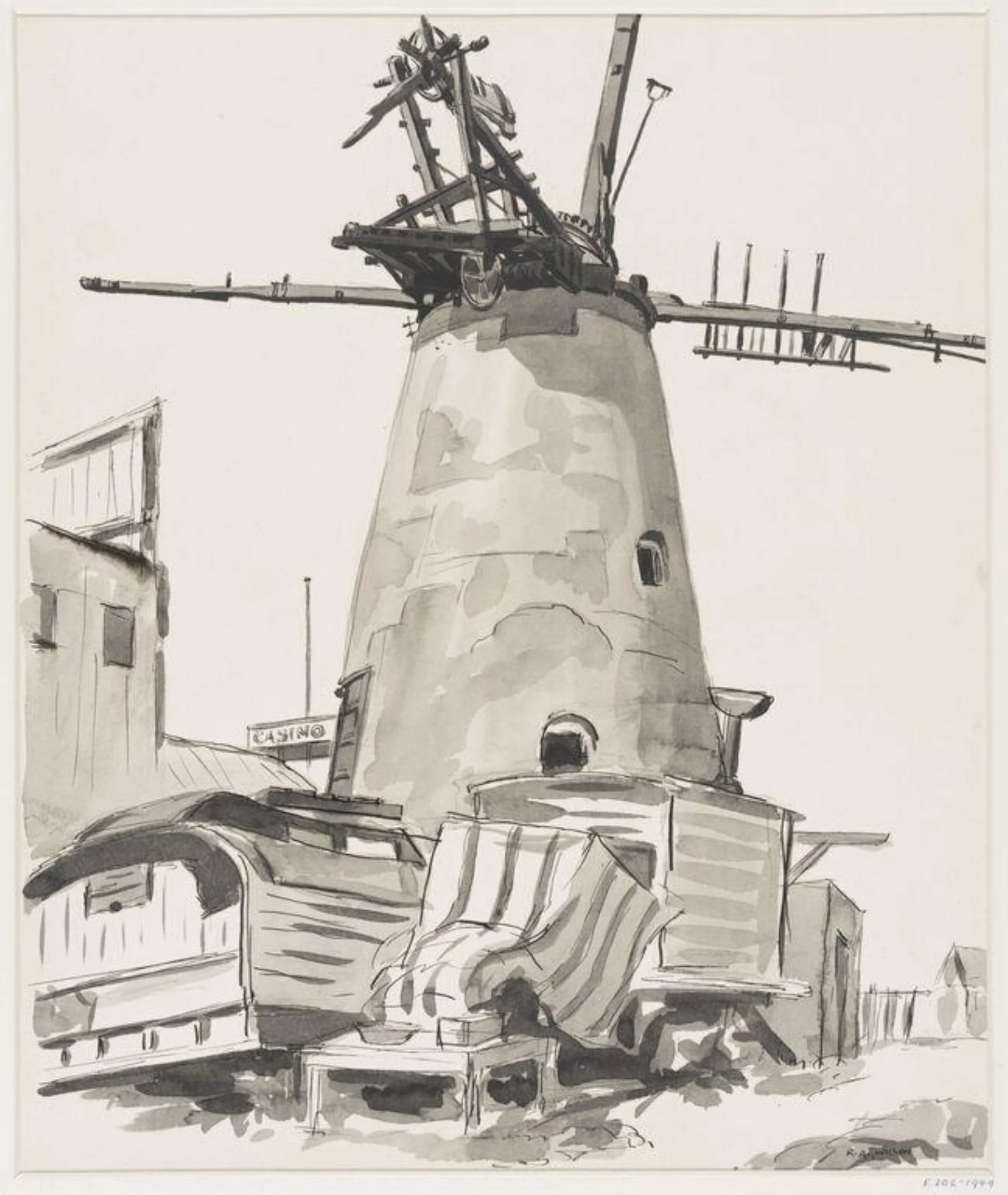 Gipsy Lee's caravan beside the derelict mill, Littlehampton., detail