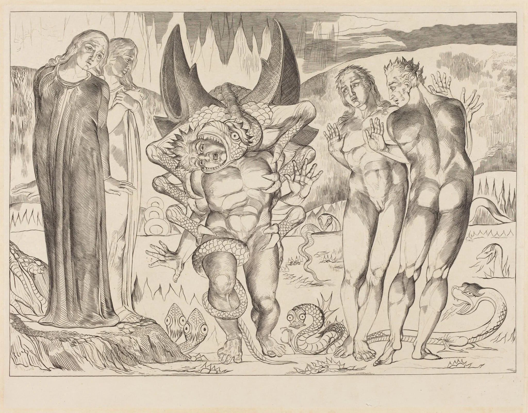 The Circle of the Thieves; Agnolo Brunelleschi Attacked by a Six-Footed Serpent, detail
