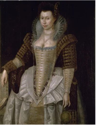 Portrait of Lady Raleigh (née Elizabeth Throckmorten) (1565-1647), detail