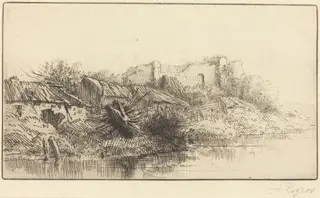 Abandoned Village, by Alphonse Legros, ink, 1874